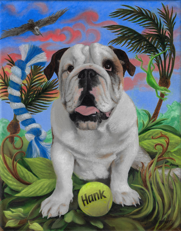 bull dog, pet portrait, kitsch art